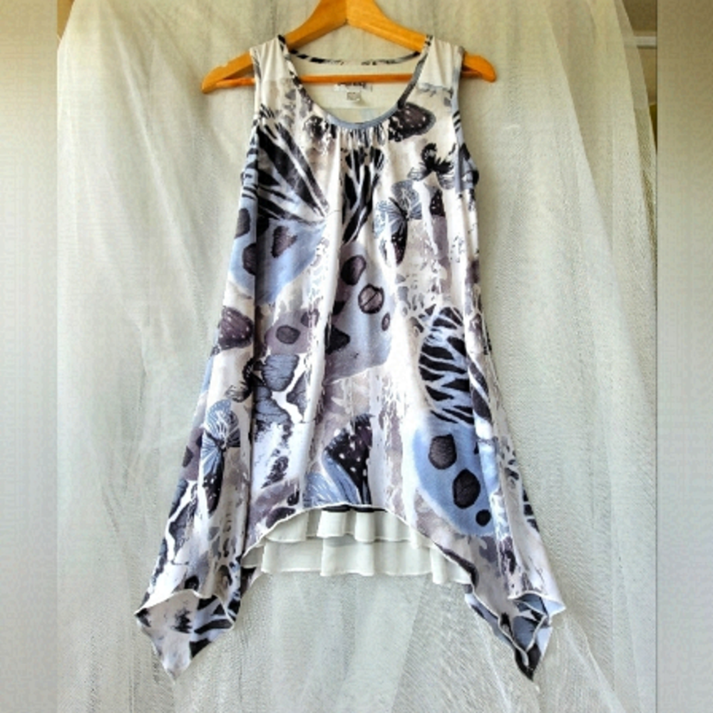 JOSEPH RIBKHOFF 》Unique Rare Sleeveless Butterfly Tunic Top Fairycore